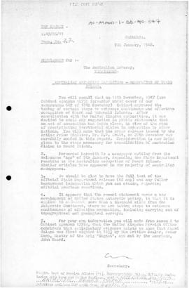 Memorandums on Australian occupation of Heard Island