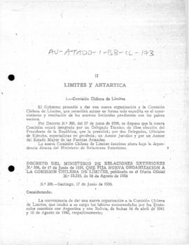 Decree no. 306 re-organising the Chilean Boundaries Commission