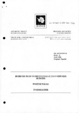Twentieth Antarctic Treaty Consultative Meeting (Utrecht) Working paper 23 Correction 1 "Pro...
