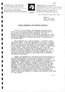 Diplomatic Conference on the Conservation of Antarctic Marine Living Resources (Canberra), Workin...