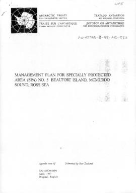 Twenty-first Antarctic Treaty Consultative Meeting (Christchurch) Working paper 5 "Managemen...