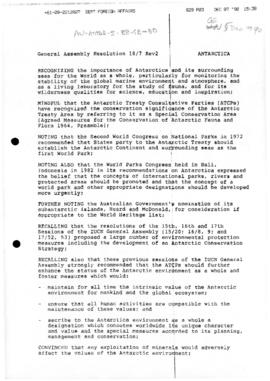 General Assembly of IUCN, draft Resolution on Antarctica