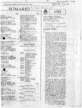 Argentina, Decree-Law 2.191/75 national Territory of Tierra Del Fuego and South Atlantic Islands