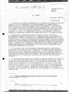 Sweden and Antarctica, United Nations General Assembly, document A/39/583(Part II)