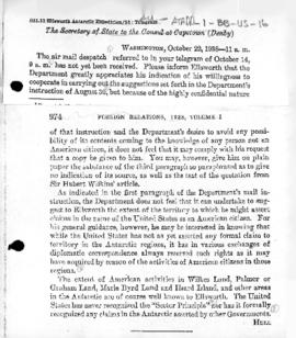 United States telegram to Cape Town containing additional advice to be given to Ellsworth with re...