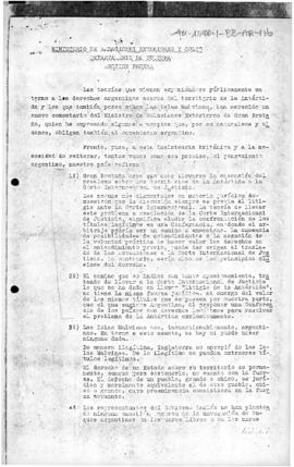 Press article concerning Argentine declarations concerning the British proposal to submit the dis...