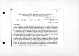 Argentine memorandum to the United Kingdom protesting at the British closure of the Argentine met...