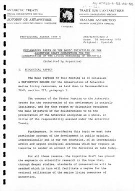 Second Special Antarctic Treaty Consultative Meeting, First Session (Canberra), Working paper 6 A...