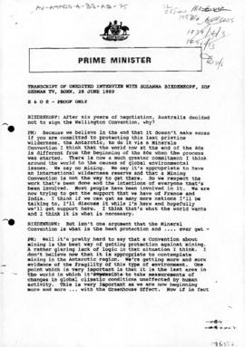 Australia, Prime Minister Bob Hawke, Transcript of interview with German television