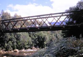 Crossing King River railway bridge 1970