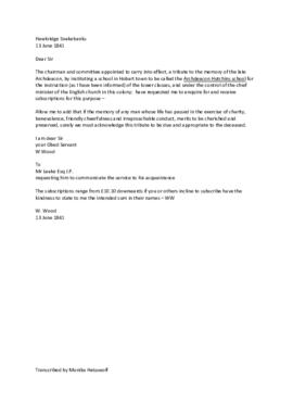 Transcript of Letter: 13 June 1841