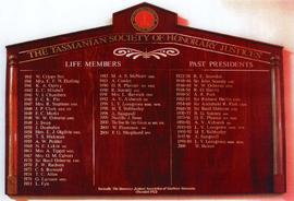 Tasmanian Society of Honorary Justices : Honour Board